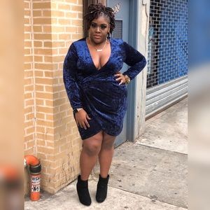 Women Plus size velvet wrap dress